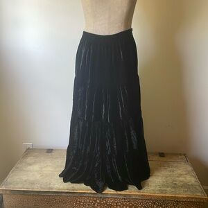 Witchy Goth Boho Tiered Velvet Maxi Skirt  Size Small
